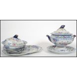 A 19th century Stone China part dinner service comprising a large tureen, meat platter and various