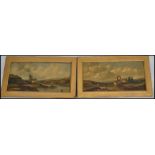 A fantastic pair of English 19th-century oil on canvas paintings Each of river scenes and ruins
