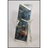 A 20th century scratch built Cheval mirror of good proportions having an angular frame with