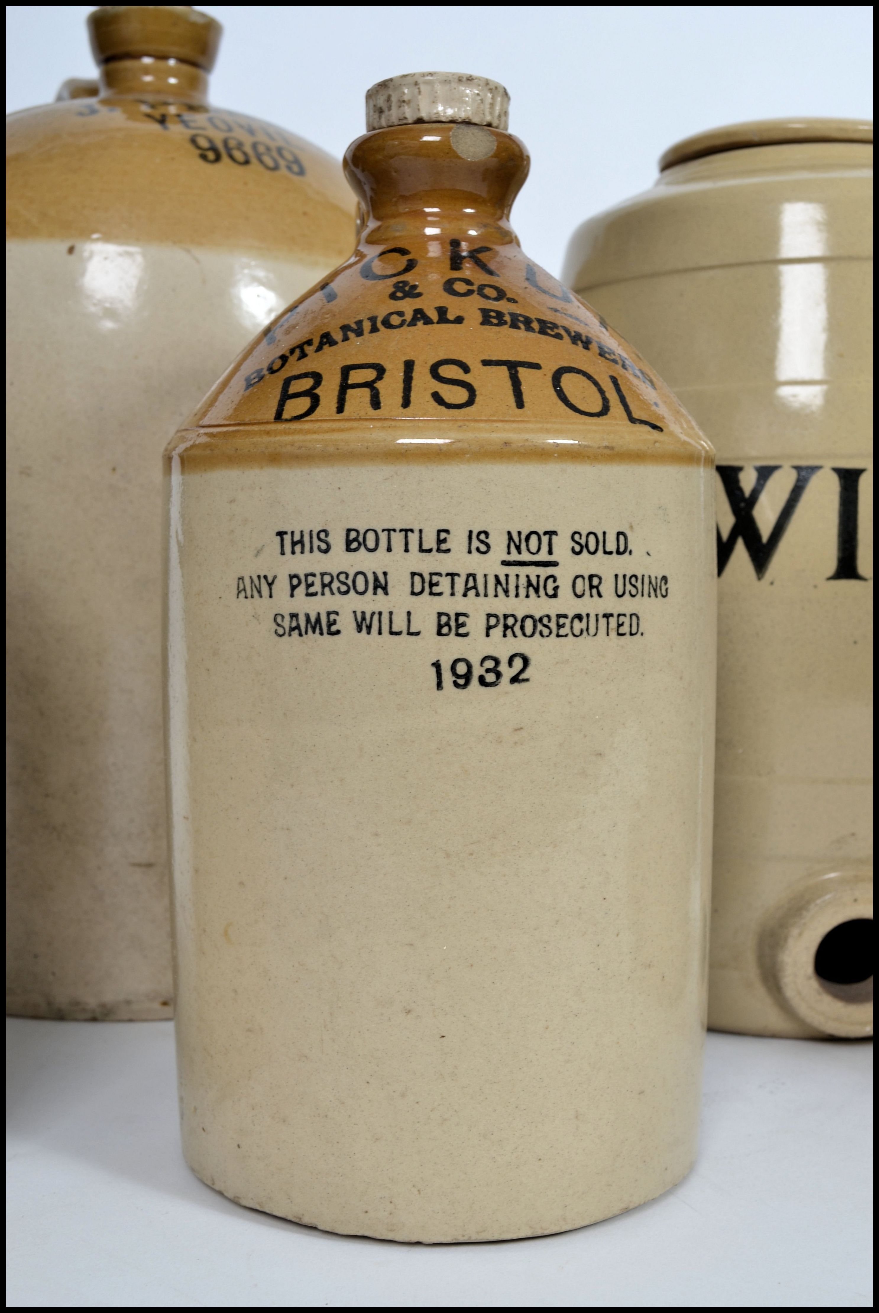 A good collection of vintage stoneware advertising jugs/flagons to include local interest, Bristol - Image 2 of 10