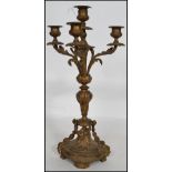 A 19th century 4 branch Victorian gilt metal cande