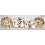 A collection of 19th century Staffordshire cabinet plates, to include a pair of Imari style bowls