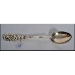 An oversized large Danish Silver Plated Basting Spoon / serving spoon having a rococo intricate