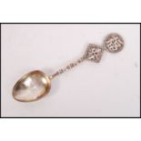 A Chinese silver hallmarked teaspoon by Hung Chong ( Canton & Shanghai ( c1860 - 1930 ) The spoon