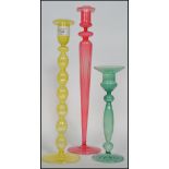 A group of three 19th century Venetian glass candl