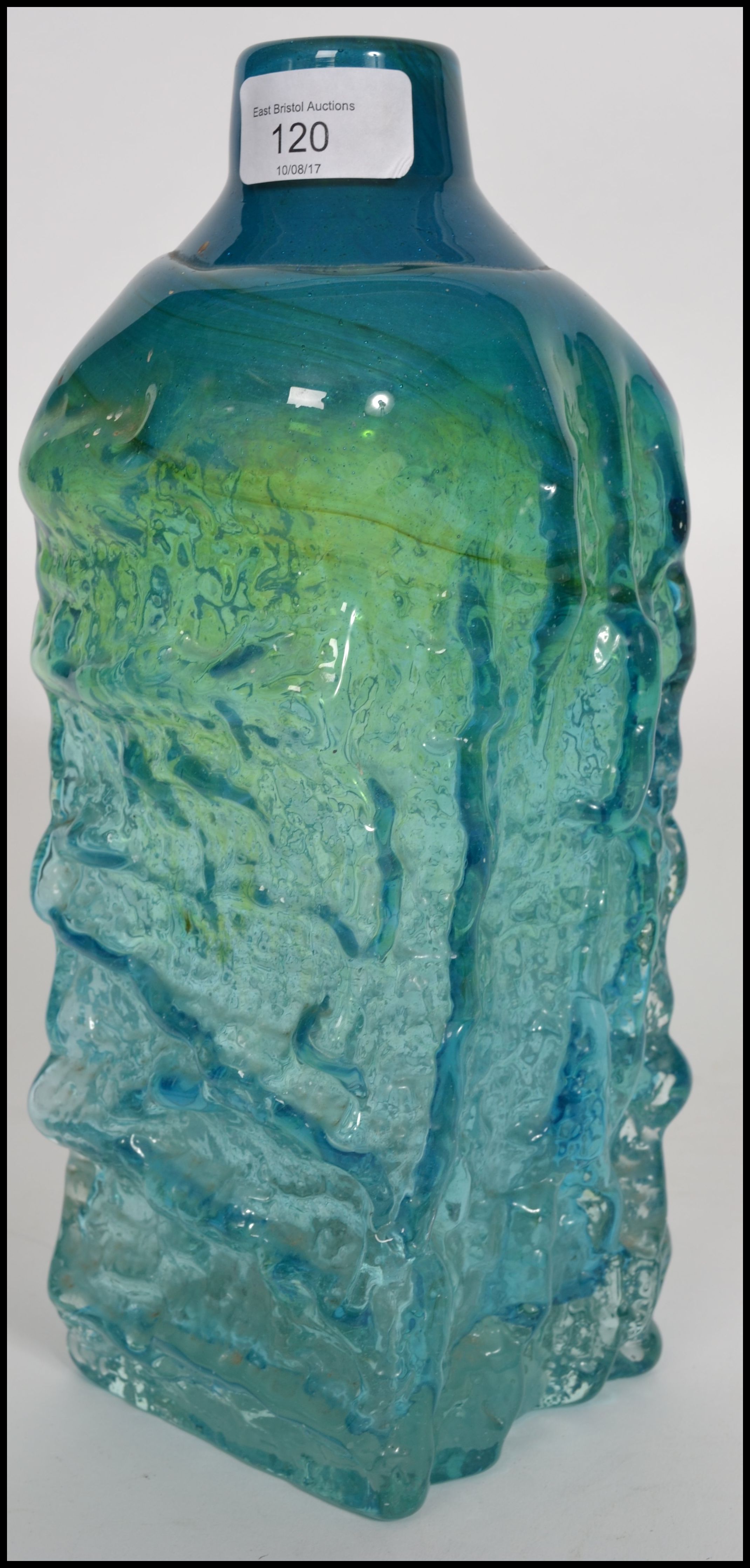 A stunning tall opalescent studio art glass bark e