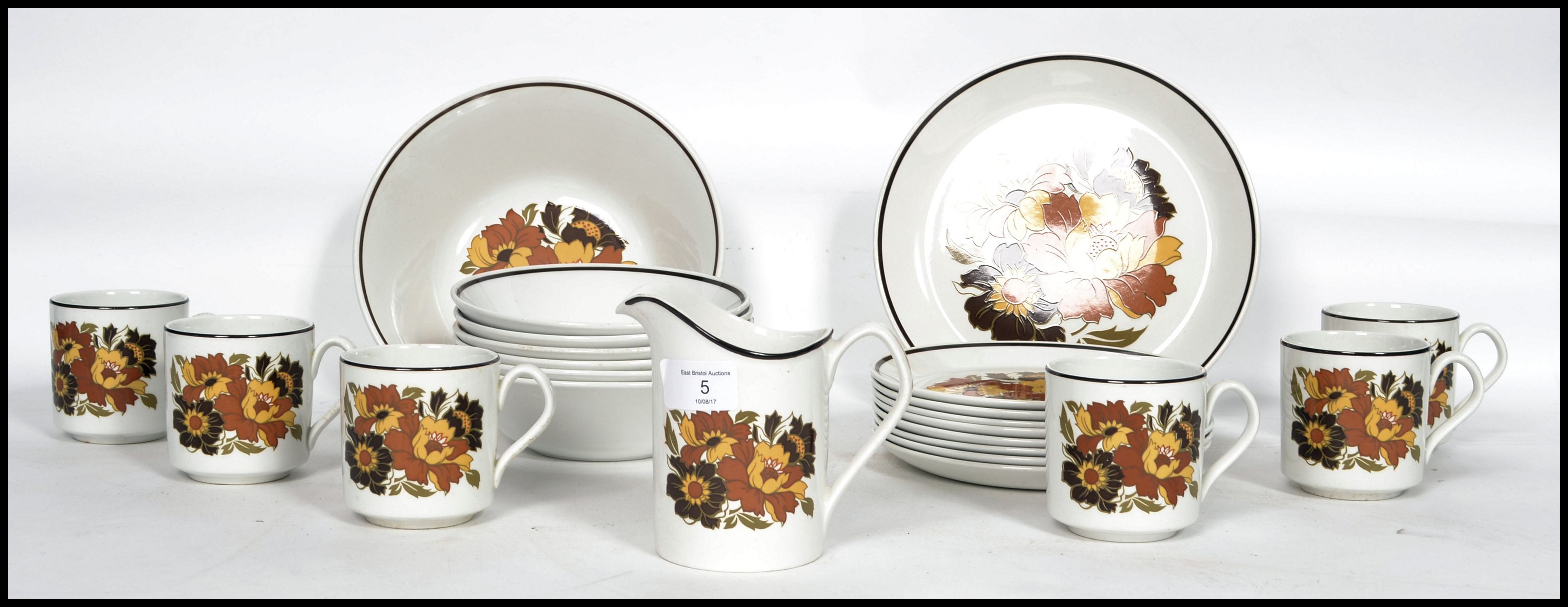 A retro 20th century floral tea service by Johnson