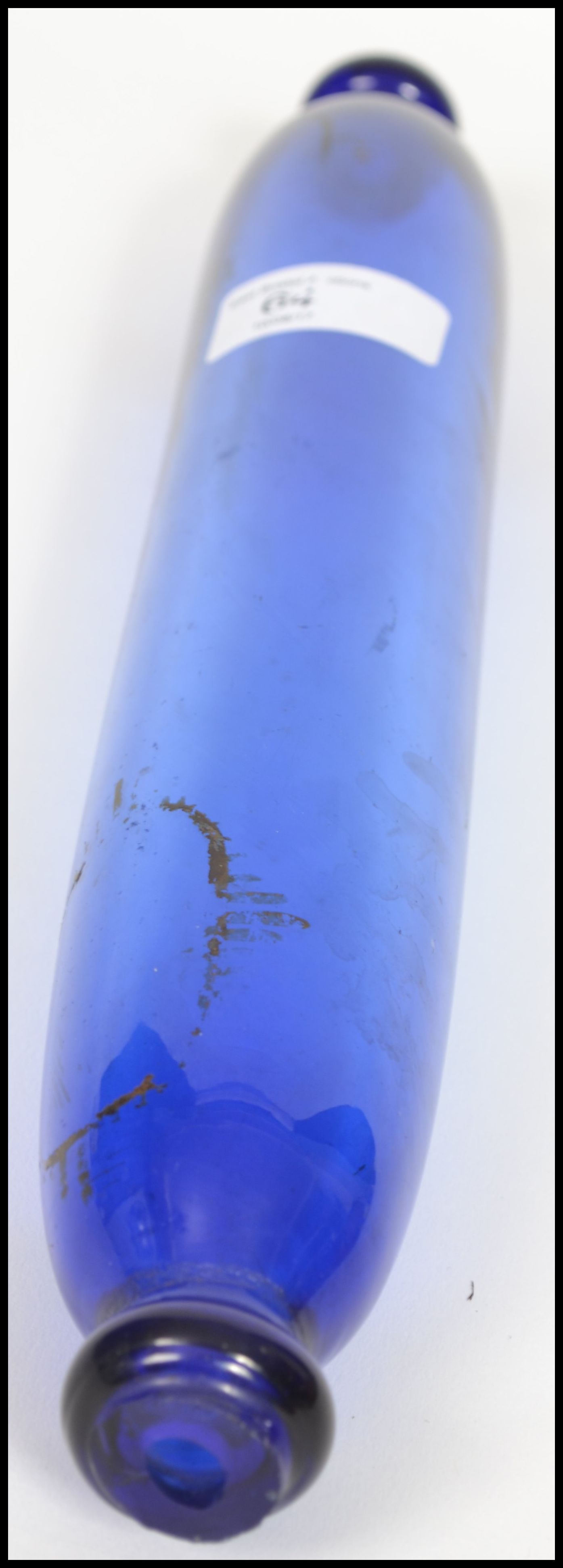 An 18th/19th century Bristol blue glass rolling pi - Bild 3 aus 3