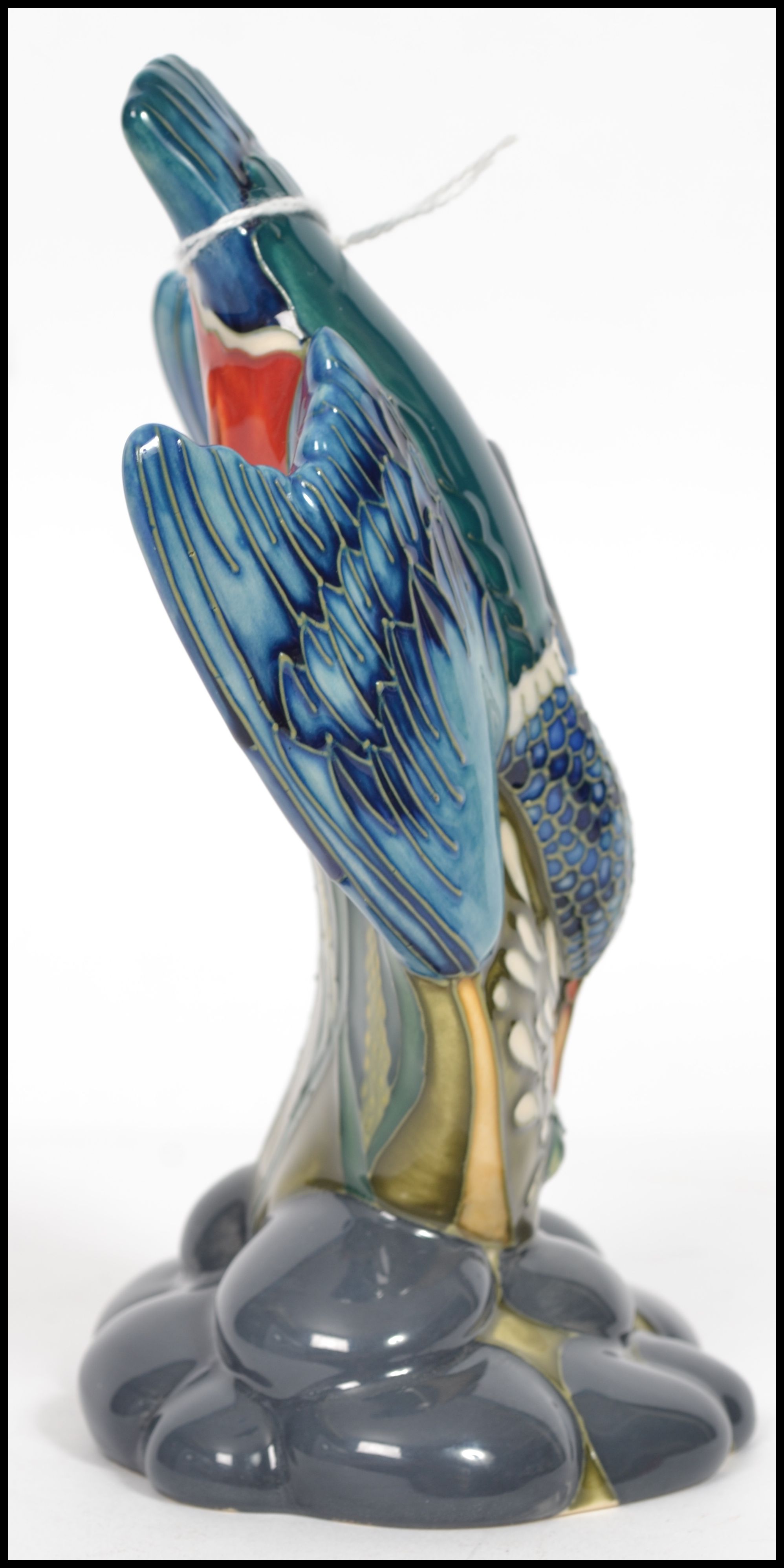 A fantastic Moorcroft trial piece ceramic figurine display modelled as diving kingfisher with fish - Image 4 of 8