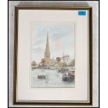 A framed and glazed local interest  water colour painting of St Marys Radcliffe, painted from the