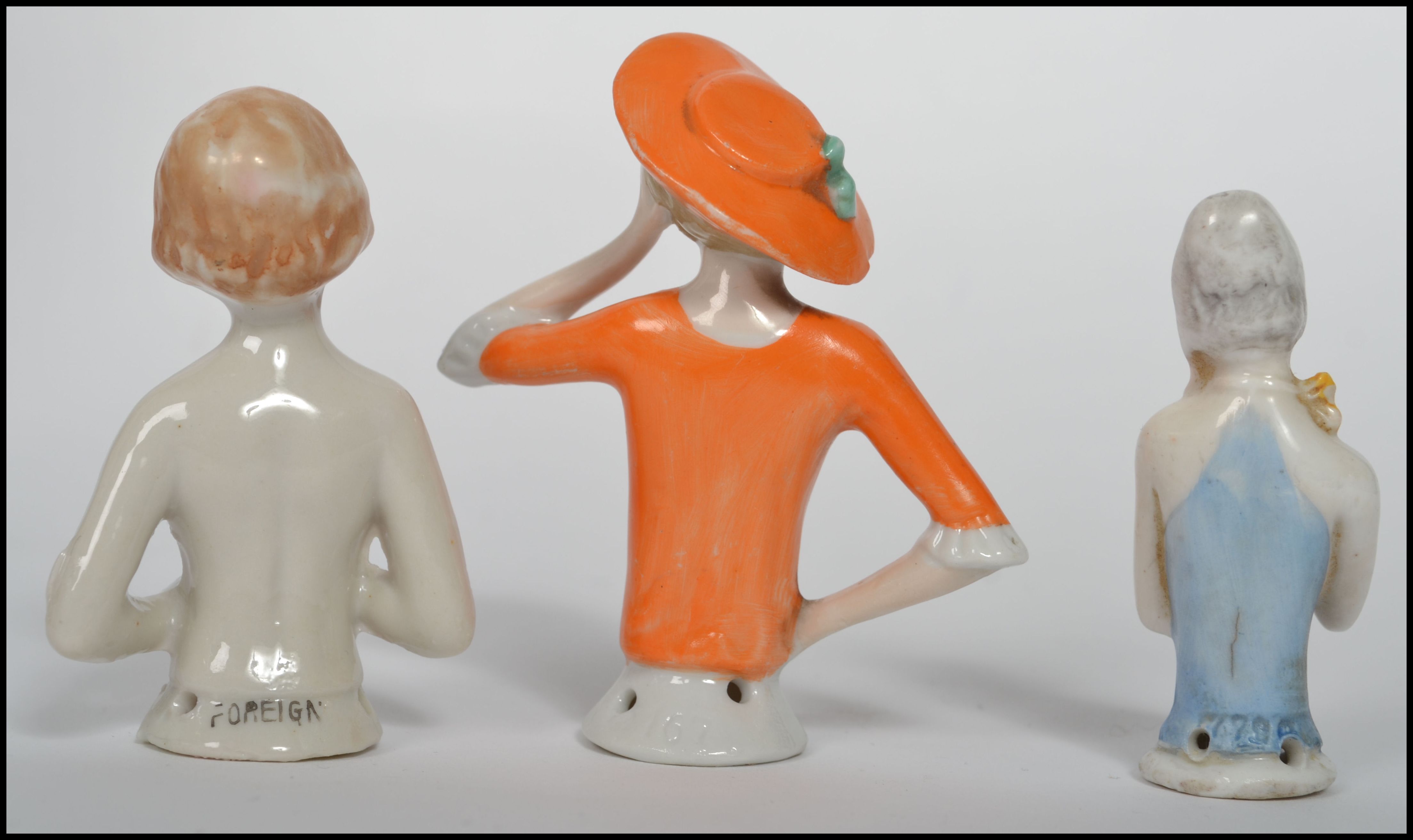 A group of three early 20th century possibly German or Austrian bisque ceramic figures in the female - Image 5 of 5