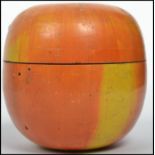 A believed 19th century Georgian turned fruit wood tea caddy in the form of an apple. Measures 9