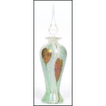 An Okra studio glass limited edition perfume bottle in the form of a baluster vase decorated in