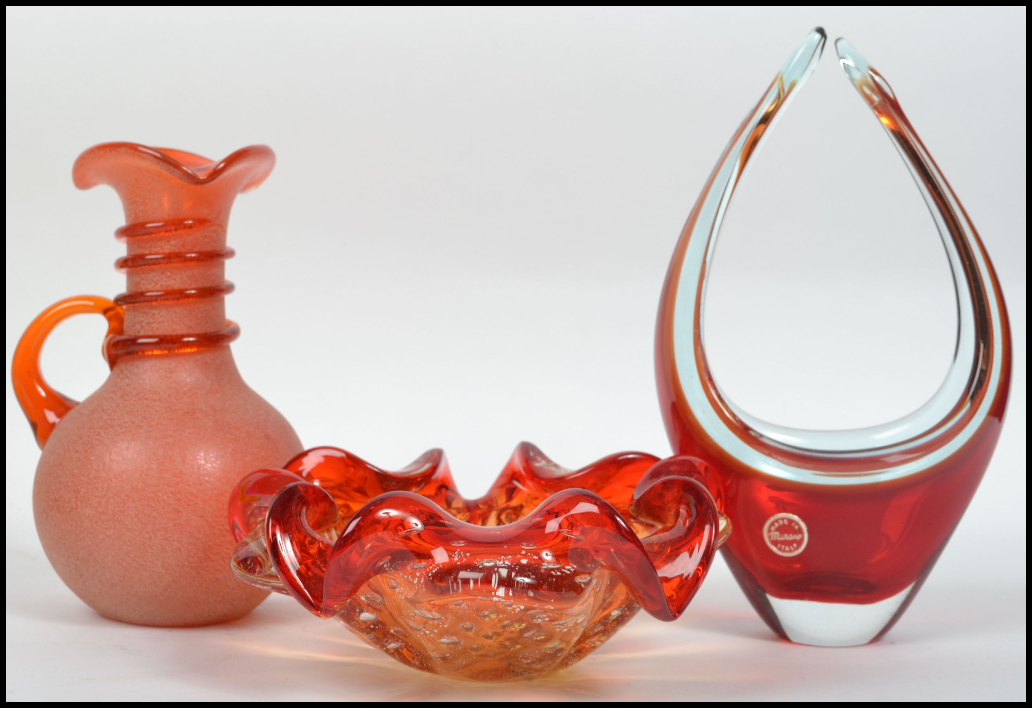 A collection of 20th century studio glass to include a pair of smokey glass vases, a Wedgwood smokey - Image 2 of 8