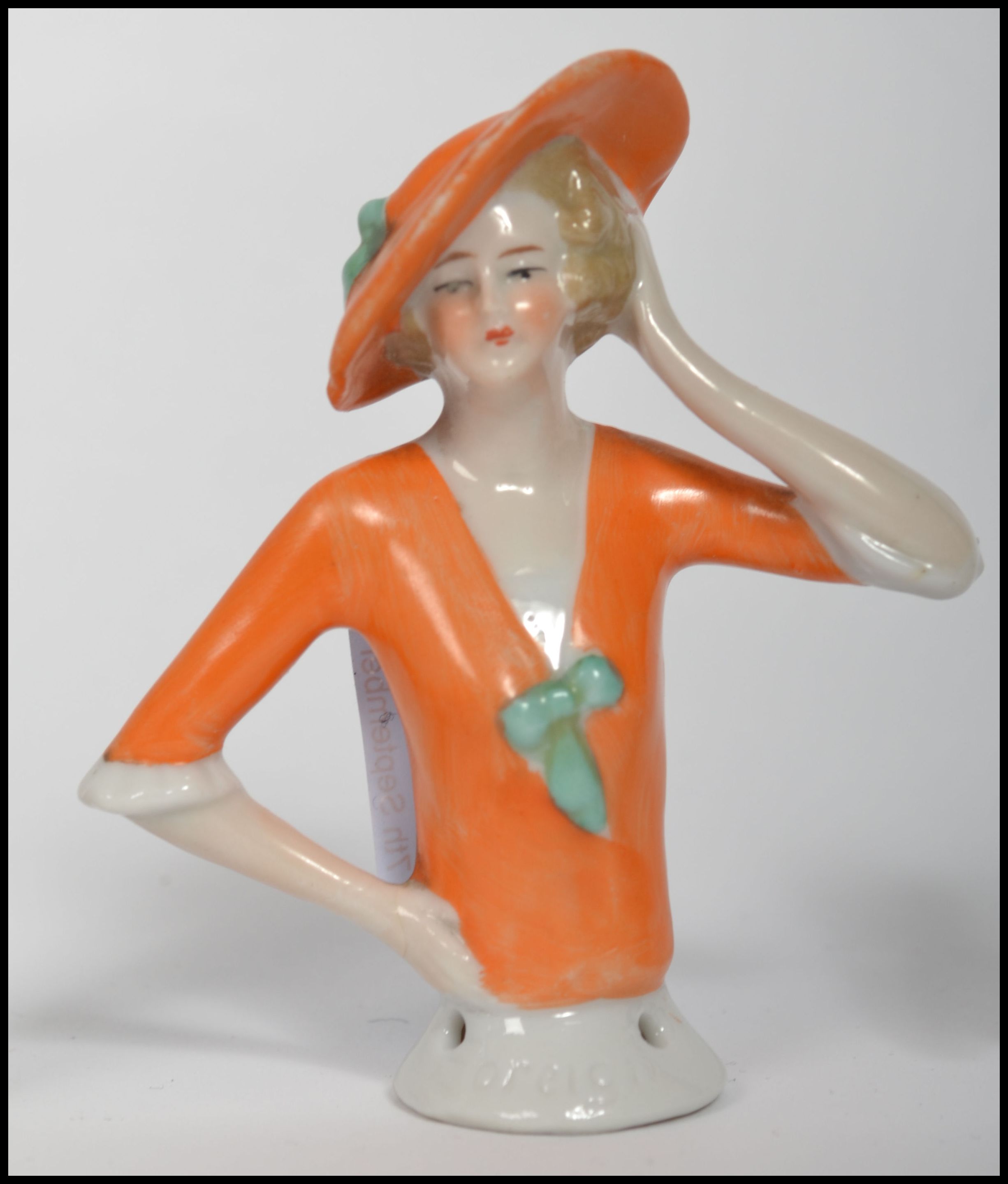 A group of three early 20th century possibly German or Austrian bisque ceramic figures in the female - Image 3 of 5