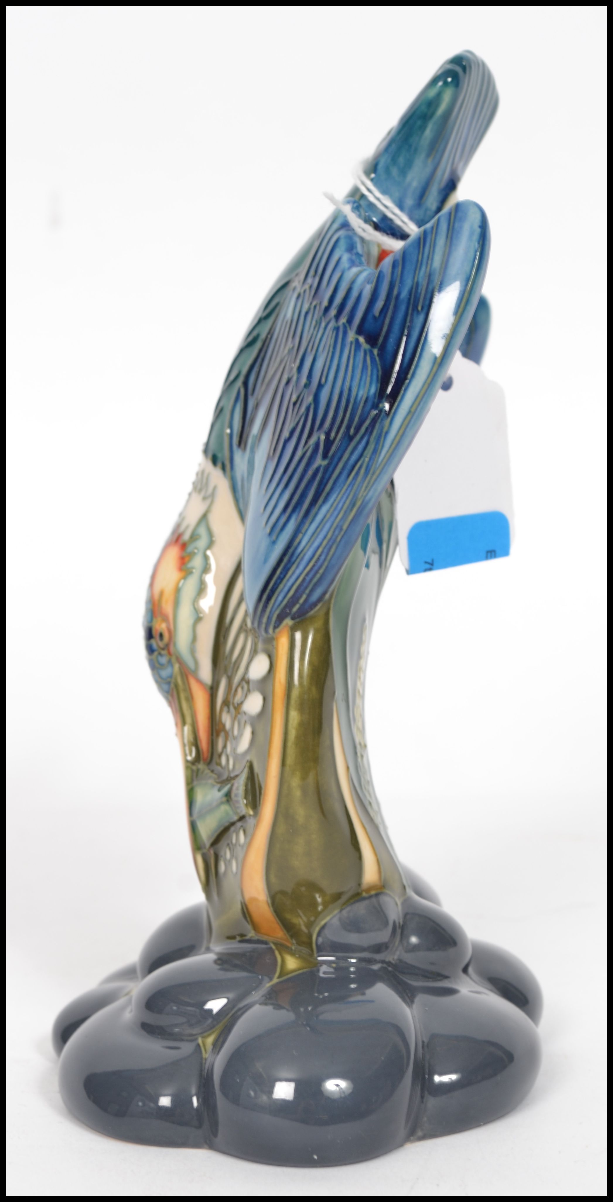 A fantastic Moorcroft trial piece ceramic figurine display modelled as diving kingfisher with fish - Image 2 of 8