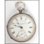 A Silver hallmarked fusee lever pocket watch, hallmarked assay for Chester dating to 1878 and makers