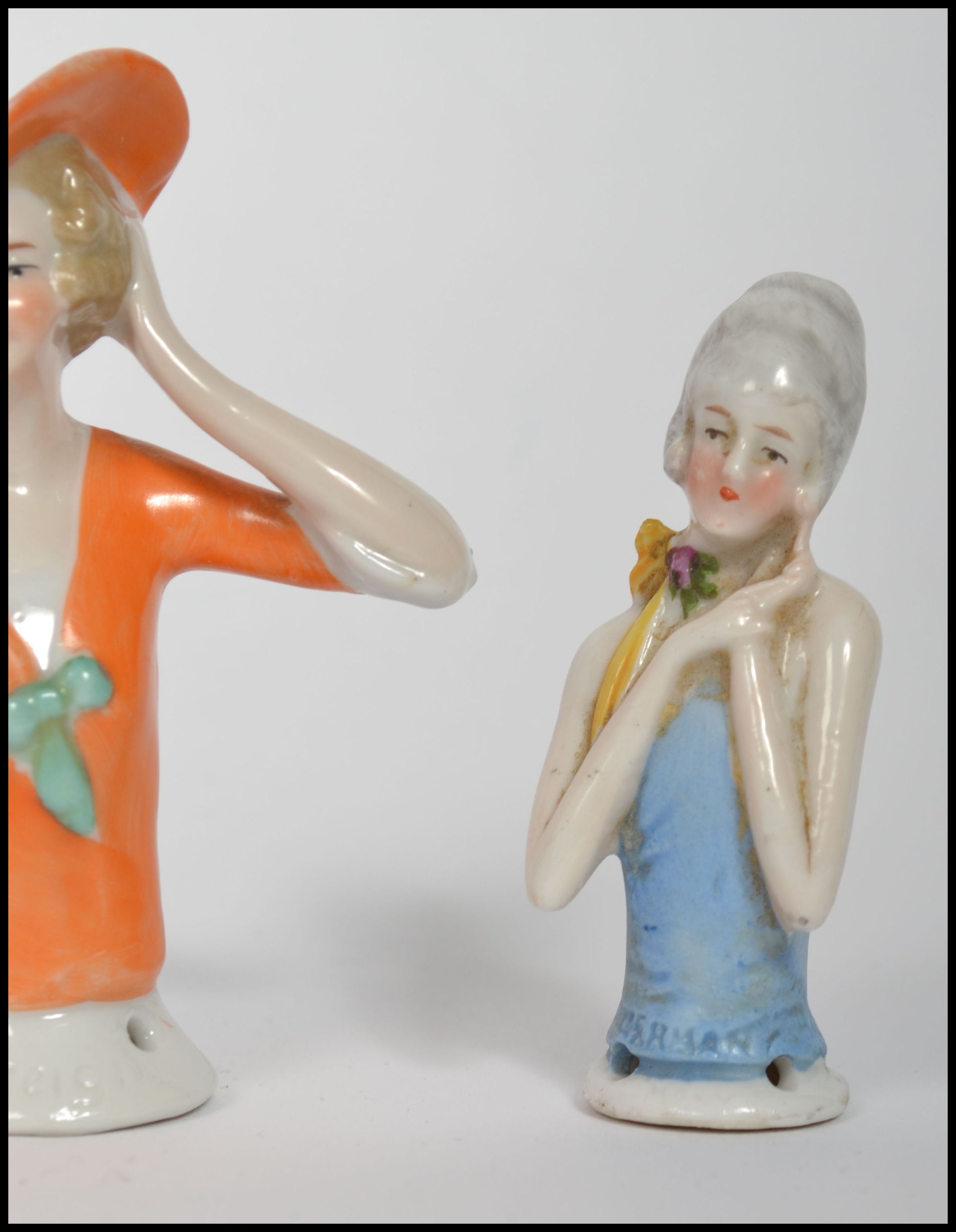 A group of three early 20th century possibly German or Austrian bisque ceramic figures in the female - Image 4 of 5