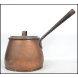 A 19th century Victorian copper lidded twelve / 12 pint sauce pan / stock pot. Measurements: 42 cm