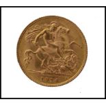 An early 20th century Edwardian gold half sovereign coin dated 1914. Weighs 3.99 grams.