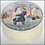 A 19th century lidded Pratt ware pot, the pot lid depicting people being rescued at sea with the