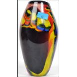 A vintage 20th century retro studio art glass vase believed Murano having a tutti fruity type design