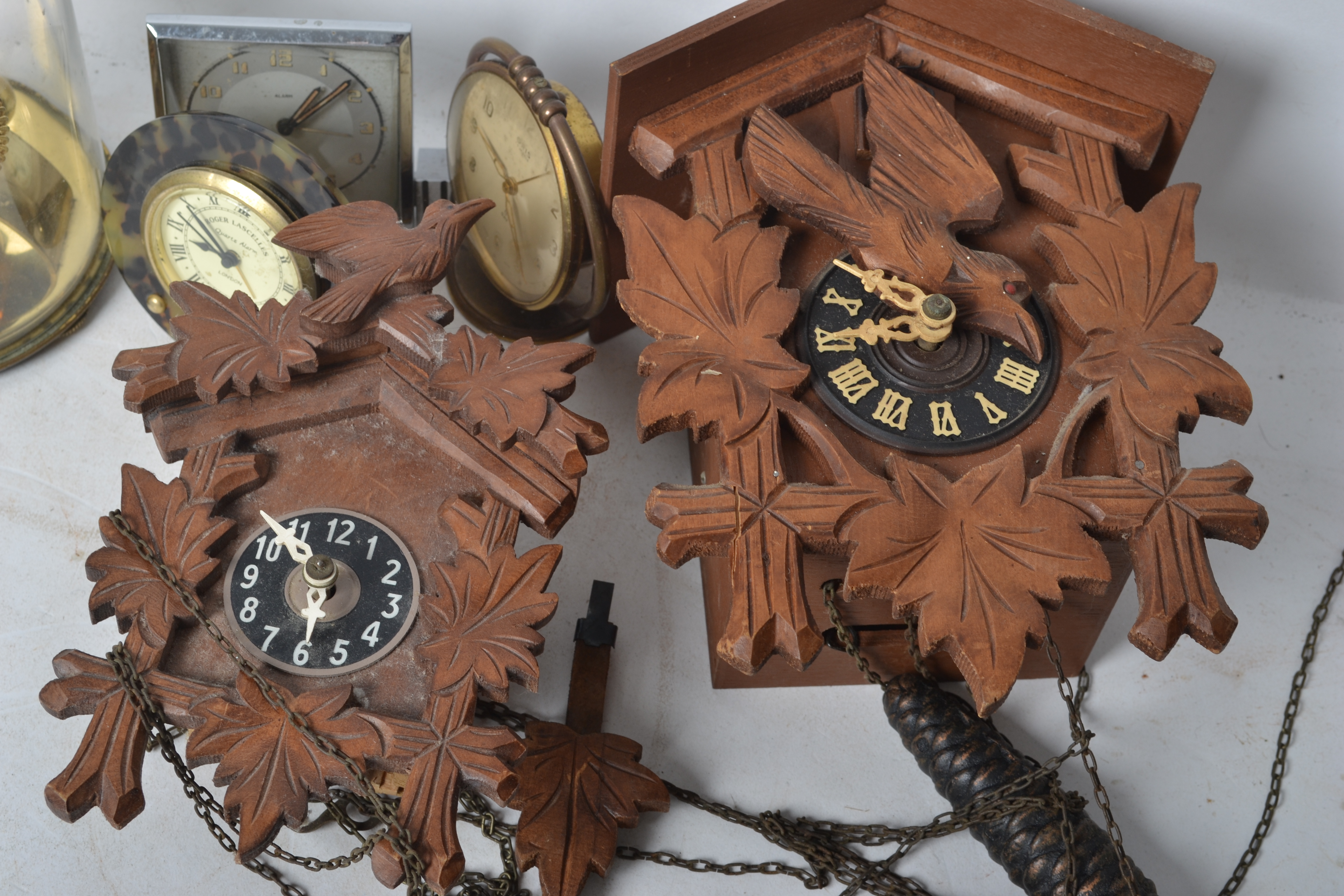 A collection of vintage and retro 20th century clocks to include Cuckoo clocks, travel clocks such - Image 2 of 3