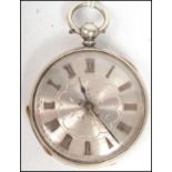 A continental fine silver 1890 ladies pocket watch, chase decorated case, silvered face with gilt