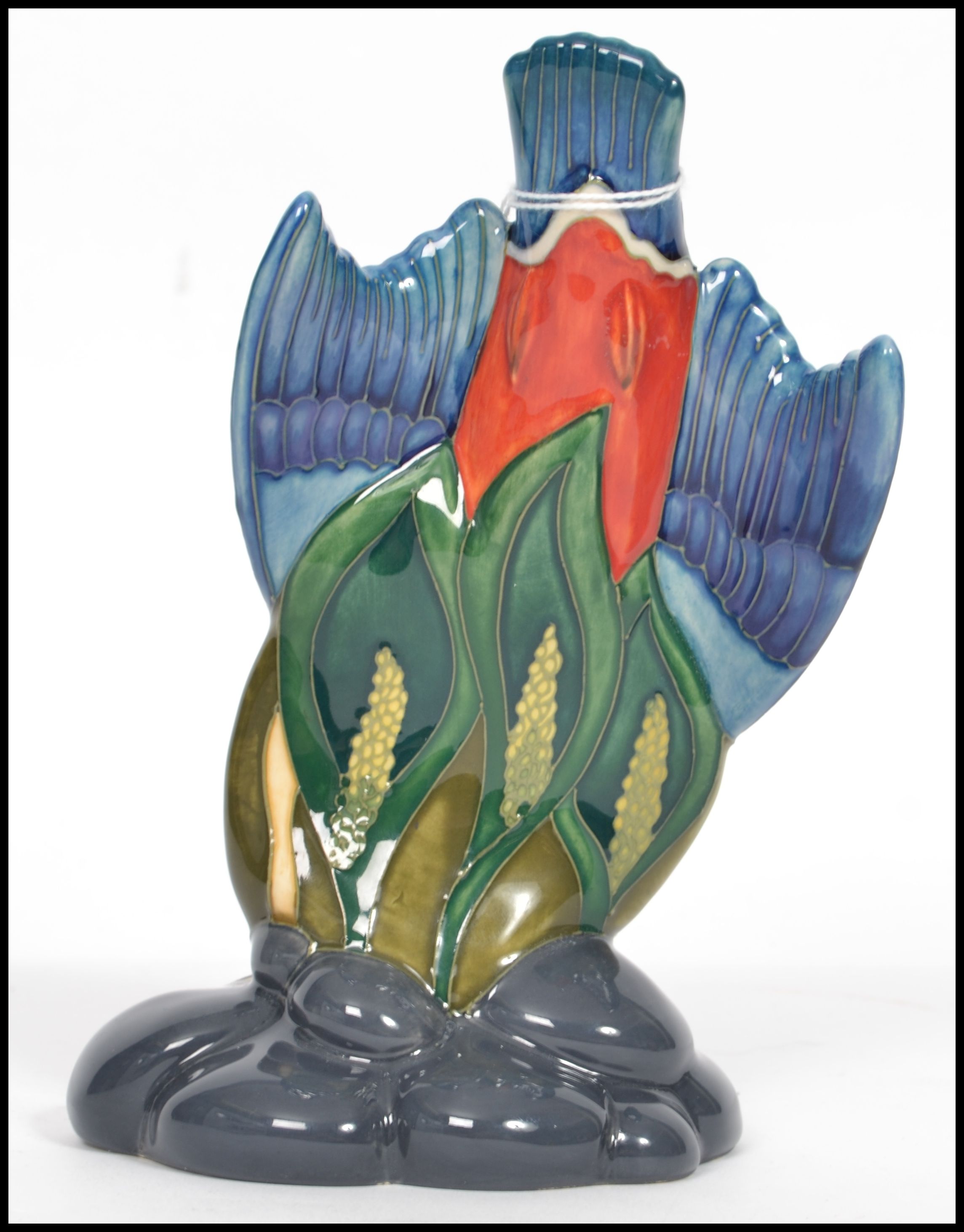 A fantastic Moorcroft trial piece ceramic figurine display modelled as diving kingfisher with fish - Image 3 of 8