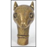 A vintage 20th century brass walking stick cane handle in the form of a rodent. Measurements: 8 cm