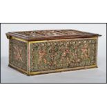 A 19th century silver plate on copper lidded jewellery casket each panel / side decorated with