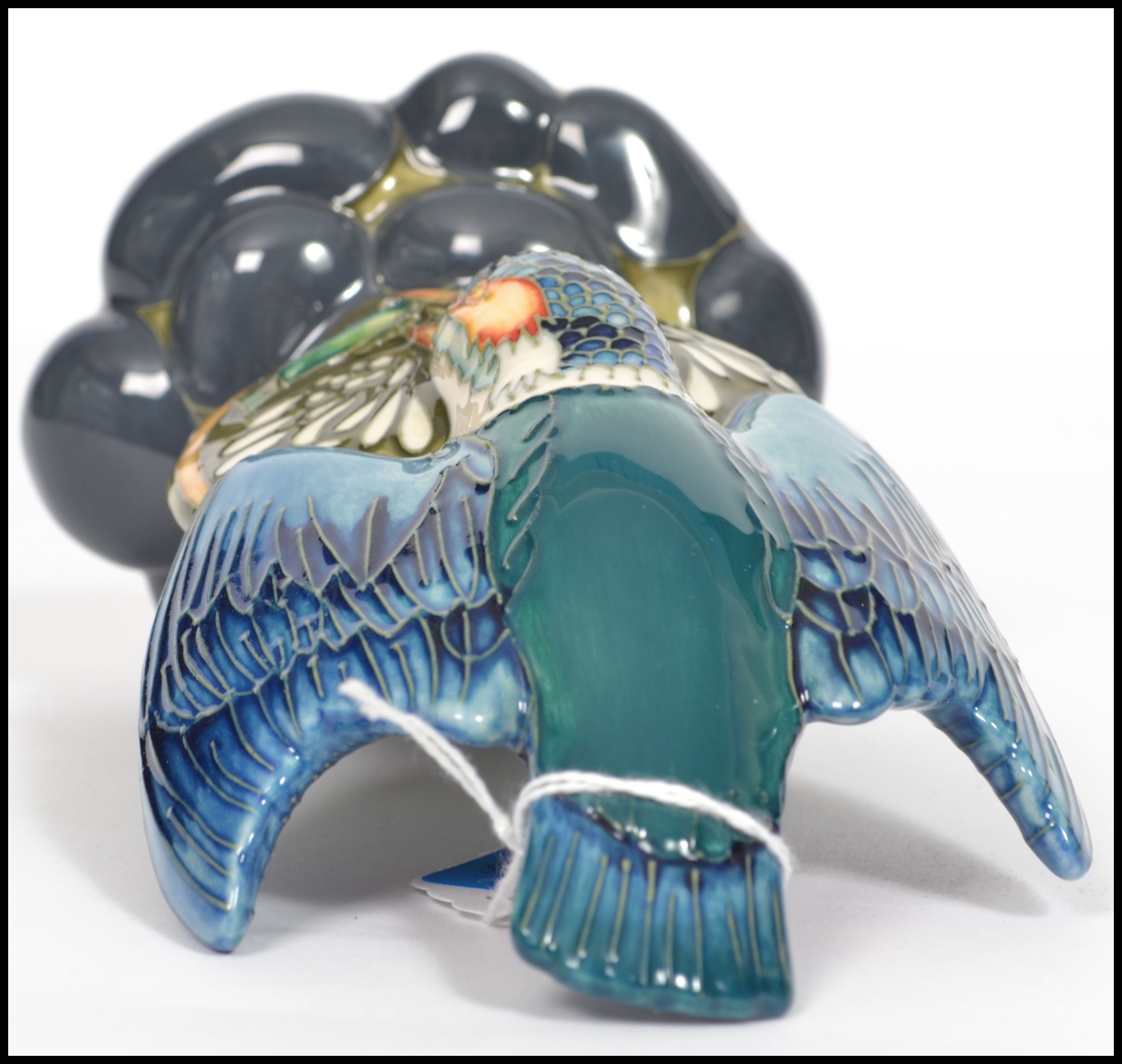 A fantastic Moorcroft trial piece ceramic figurine display modelled as diving kingfisher with fish - Image 5 of 8