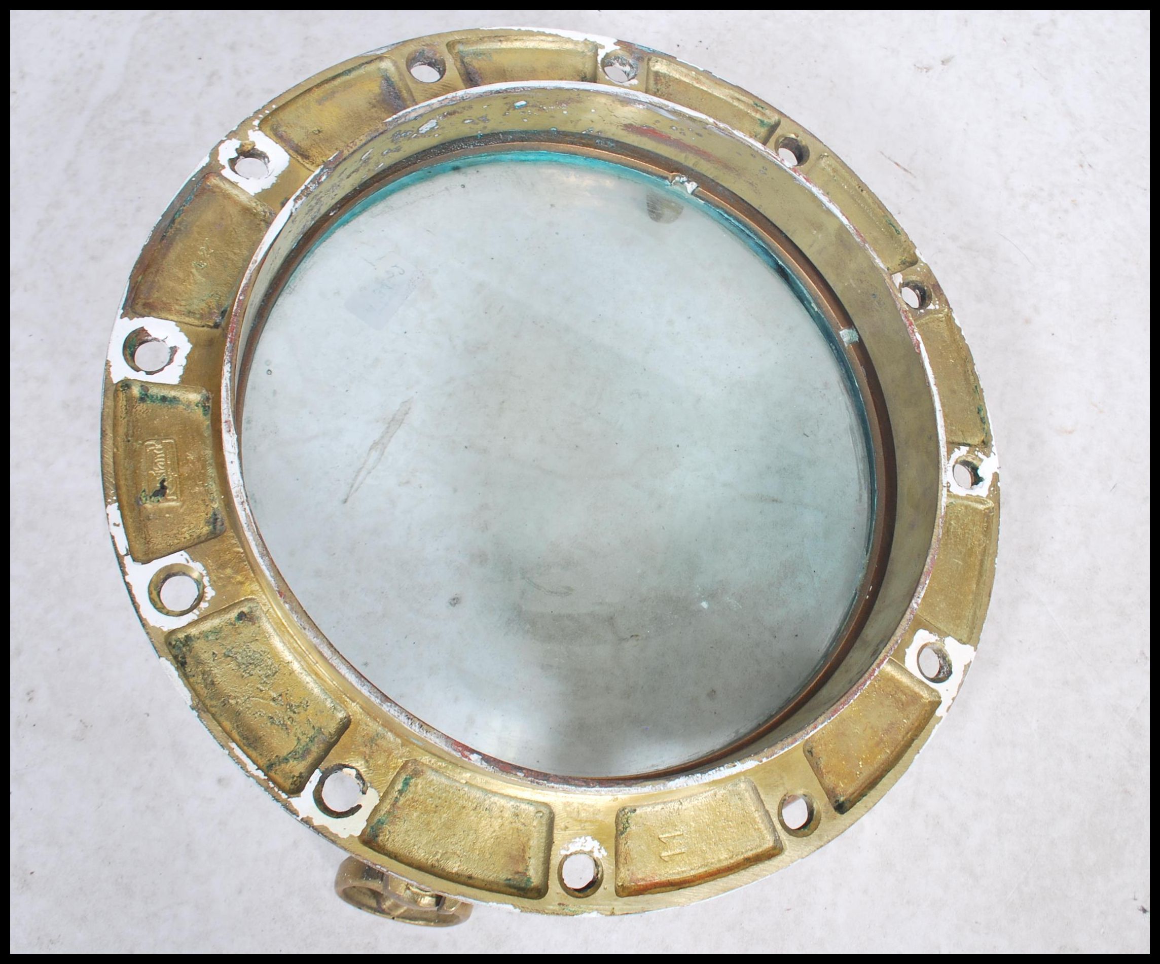 A stunning  early 20th century brass shipping porthole window's with backing plates on  fitted - Image 5 of 8