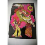 Ivan Ripley - A 1960's Original psychedelic artwork poster having bird and gentleman on black ground