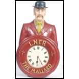 A superb large 20th Century Railway inspired wall mounted clock constructed out of fiberglass, the