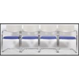 A set of 4 genuine Antonio Citterio for Vitra ' Visavis ' blue and white resin cast pierced back