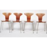 A set of 4 believed original Arne Jacobsen for Fritz Hansen 3105 stacking chairs designed by Arne