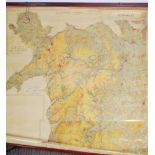 A stunning vintage 1930's extremely large canvas backed  land Utilisation Survey of Britain North