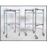 A pair of  original mid century Industrial surgeons theatre trolley / trolleyts of tubular metal and