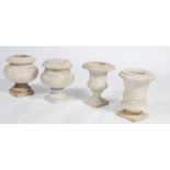 A good collection of 4 believed early 20th century white marble garden urn urn's, each of varying