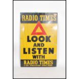 An original mid century Radio Times metal painted advertising industrial sign used for the
