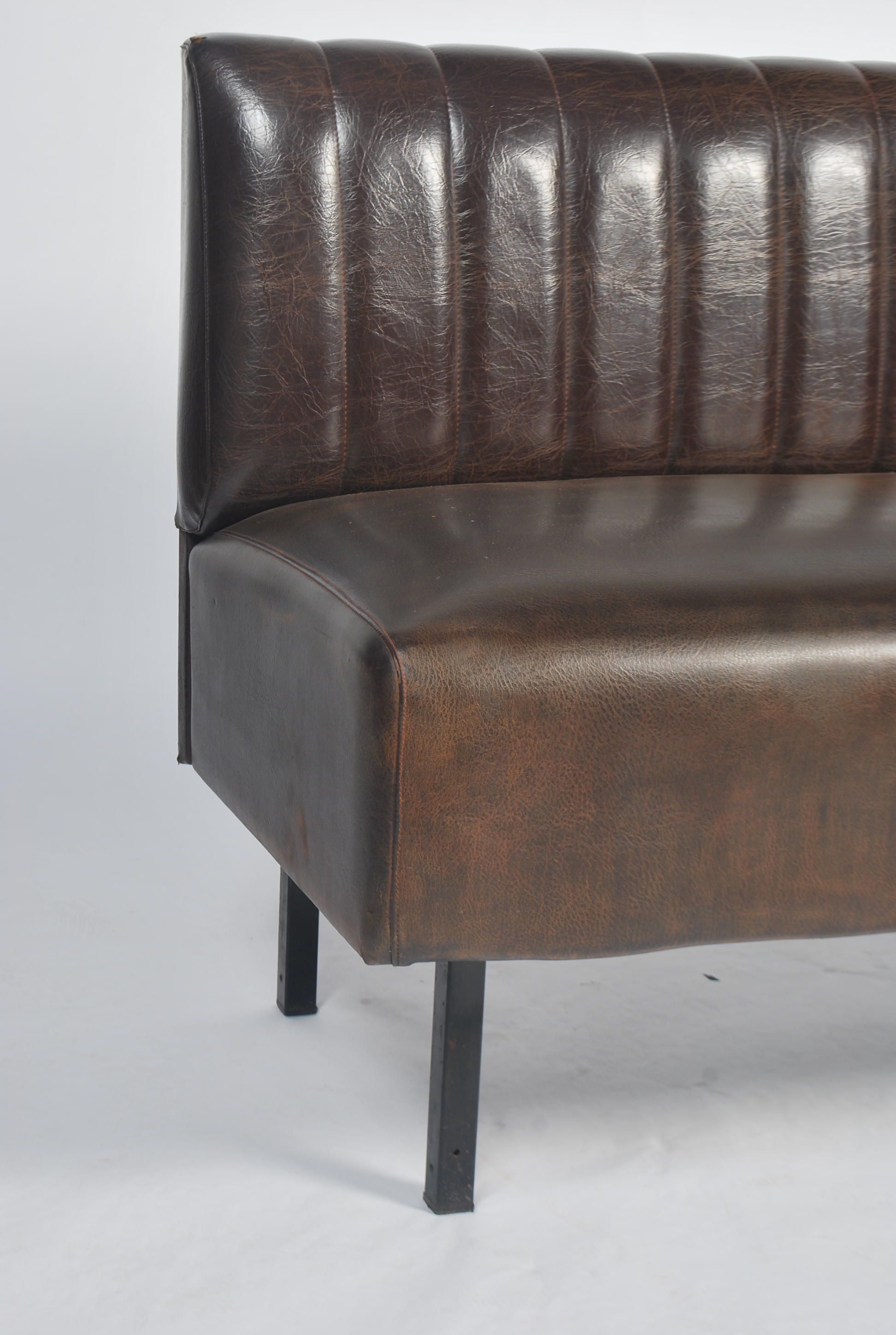 An unusual mid century Industrial French bust / coach seat being raised on a tubular metal - Image 3 of 5