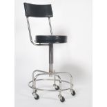 A good mid century /- 1970's Industrial medical surgeons theatre stool. Polished chrome construction