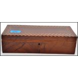 A 19th century mahogany box with herringbone boxwo