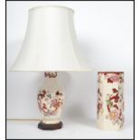 A vintage 20th century Masons table lamp decorated