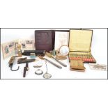 A good collection of vintage items to include early 20th century serving cutlery, a cased set of