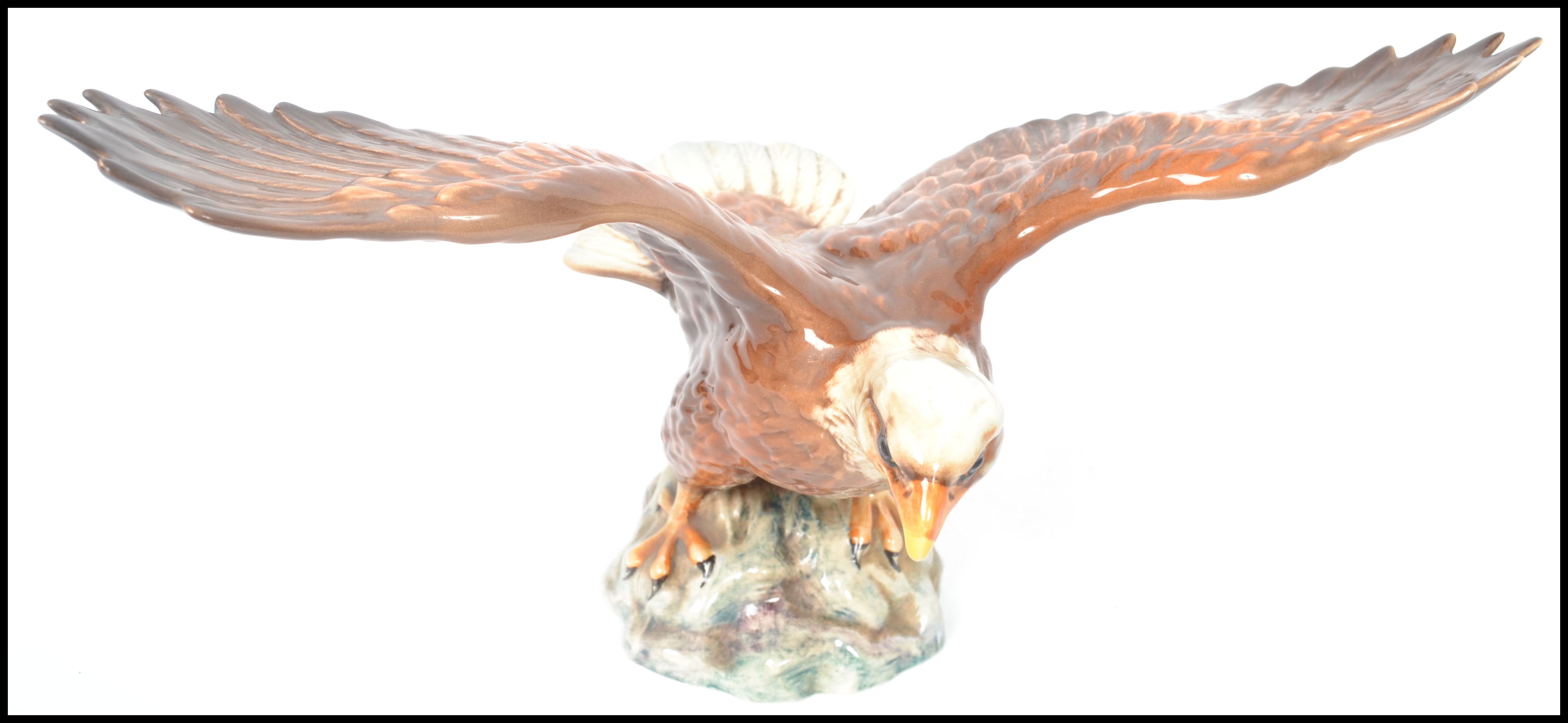 A Beswick - large early bird figure ' Bald Eagle ' Model 1018, of an eagle with it's wings at full - Image 4 of 5