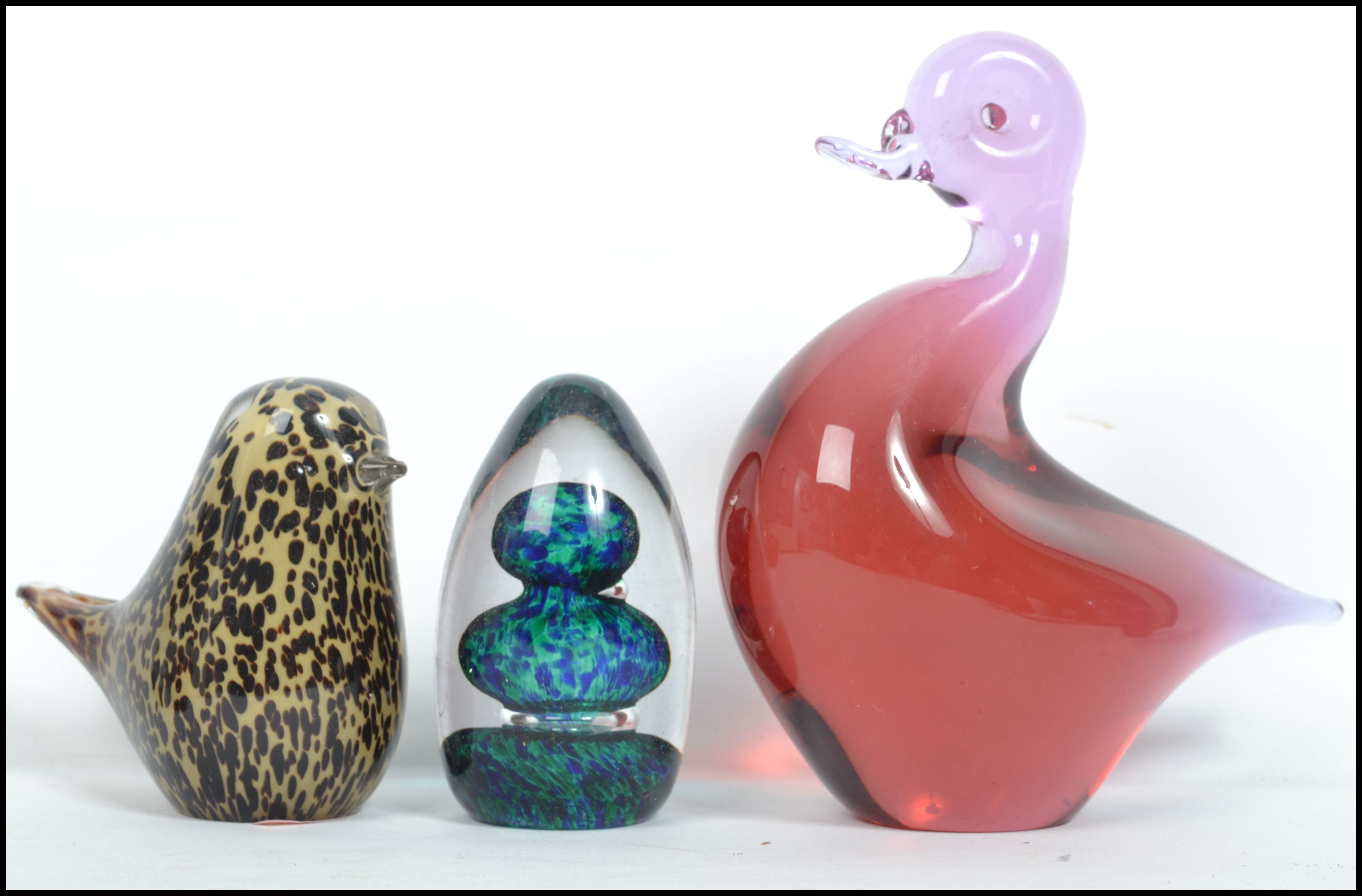 A collection of eight Wedgwood studio glass paperweights to include a cranberry glass Elephant, a - Image 3 of 4