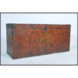 A good late 19th century Tibetan wooden marriage  trunk / chest coffer having applied decorated