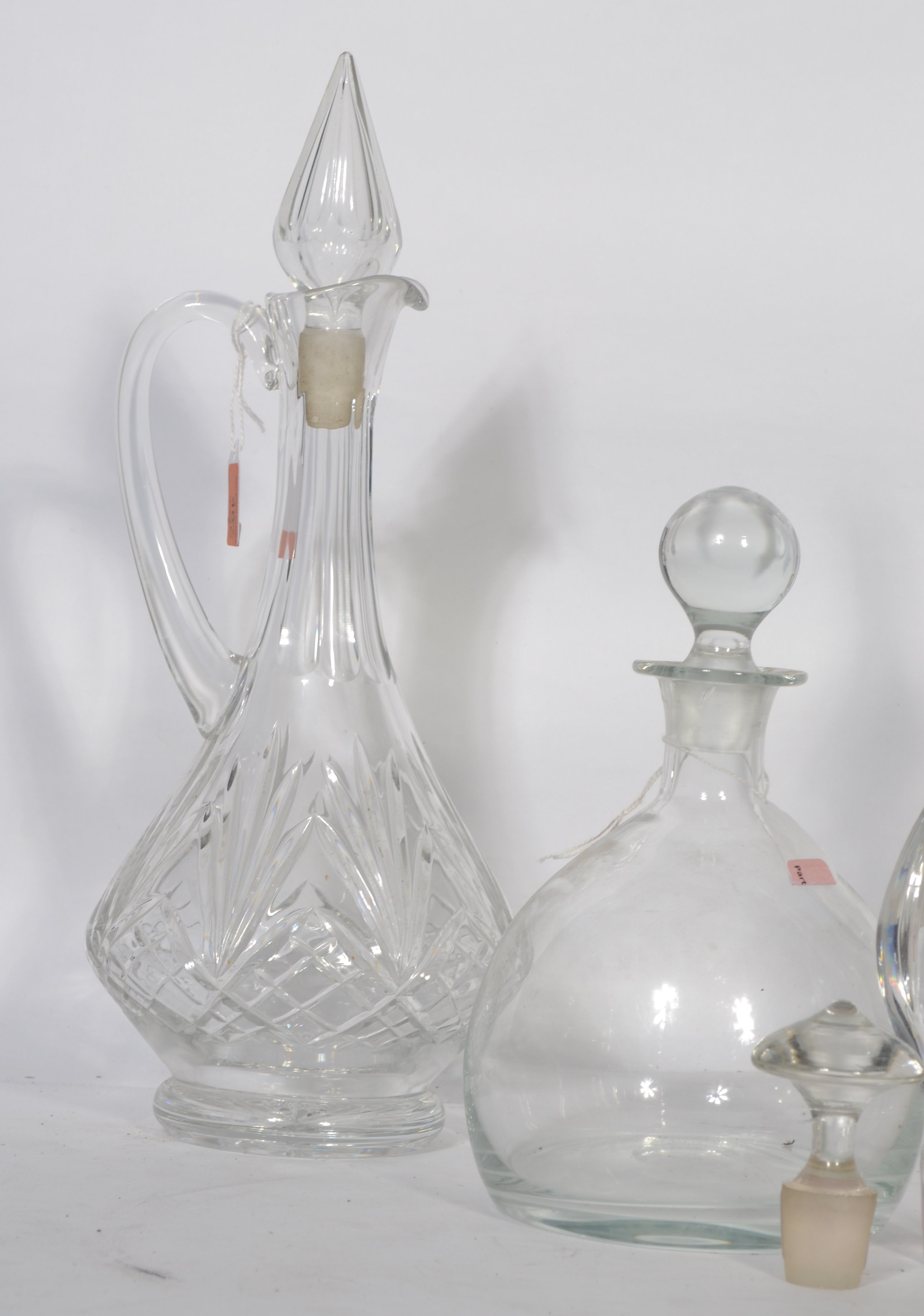 A group of early 20th century cut class decanters and claret jugs to include captains ship - Image 3 of 6